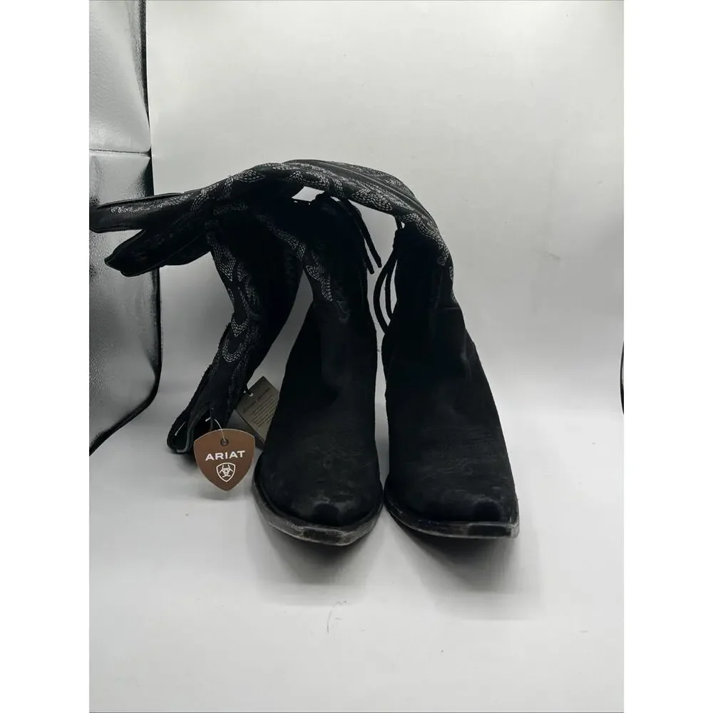 ARIAT Women's Laramie StretchFit Western Boots Distressed Black Suede Sz 9 B NEW